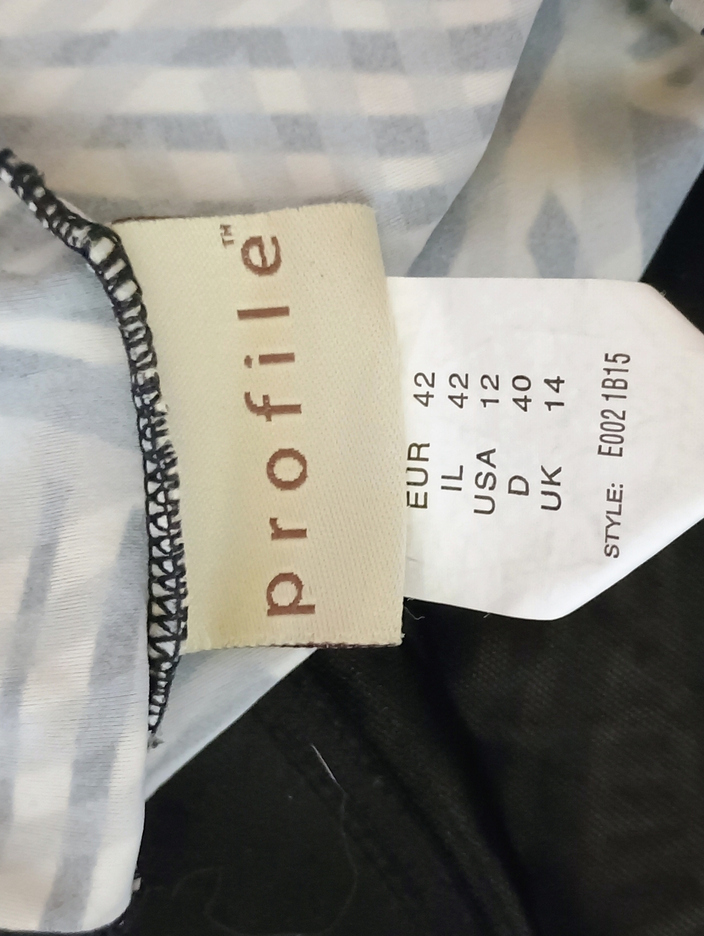 Profile Black & White Patterned Tankini Top with Matching Swim Skirt Size 12 - Picture 8 of 9